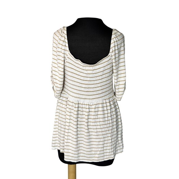 Striped Maternity Peasant Top Ingrid & Isabel XXL Beige & White - Picture 3 of 8